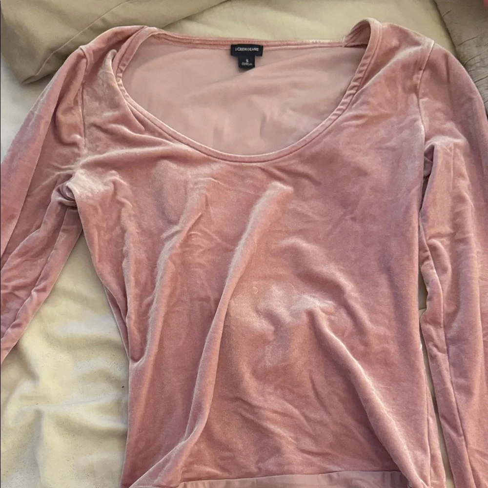 J. Crew dusty rose velvet scoop neck body suit long sleeve top